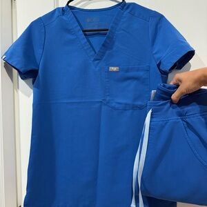 Figs Royal Blue Scrub Set